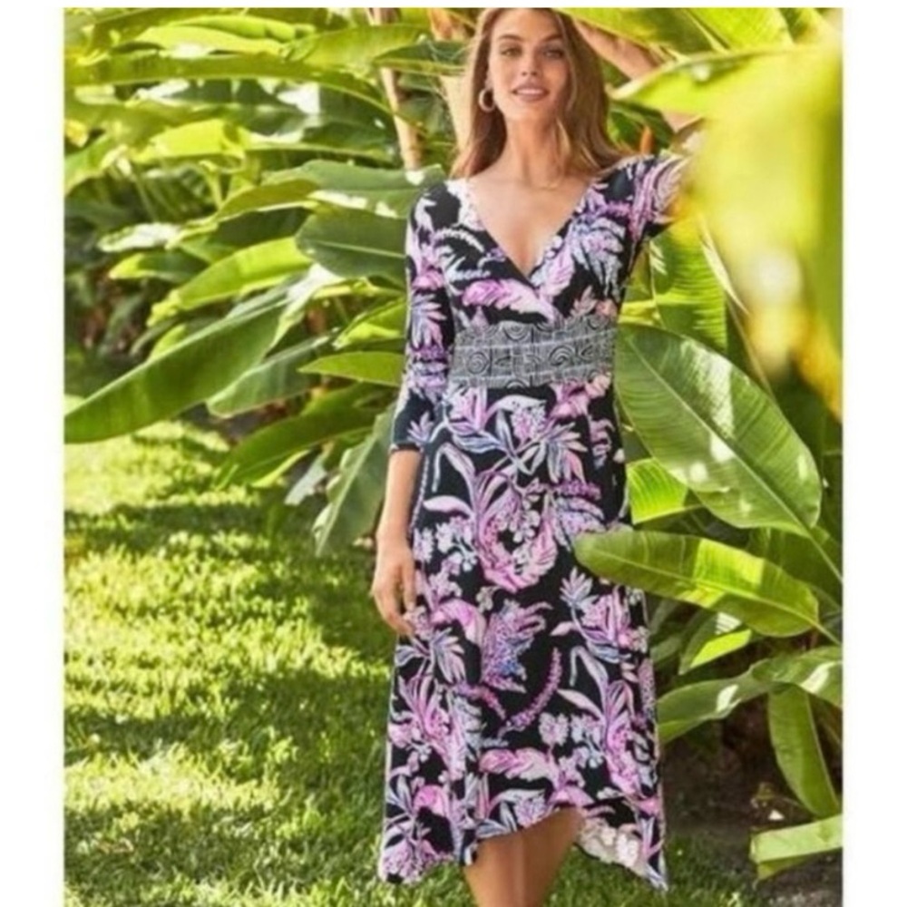 Lilly Pulitzer Fleuris De Le Midi Dress Onyx Wild within Flor Purple Black XS